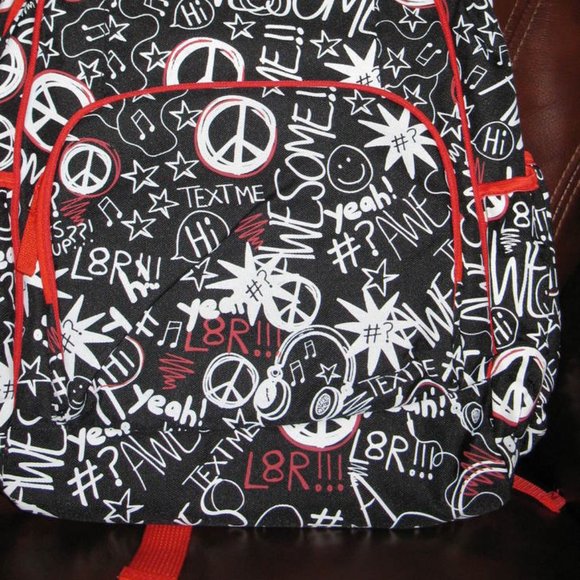 Backpack Red Black and White New - Picture 2 of 3